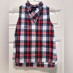 J Crew poplin plaid sleeveless blouse